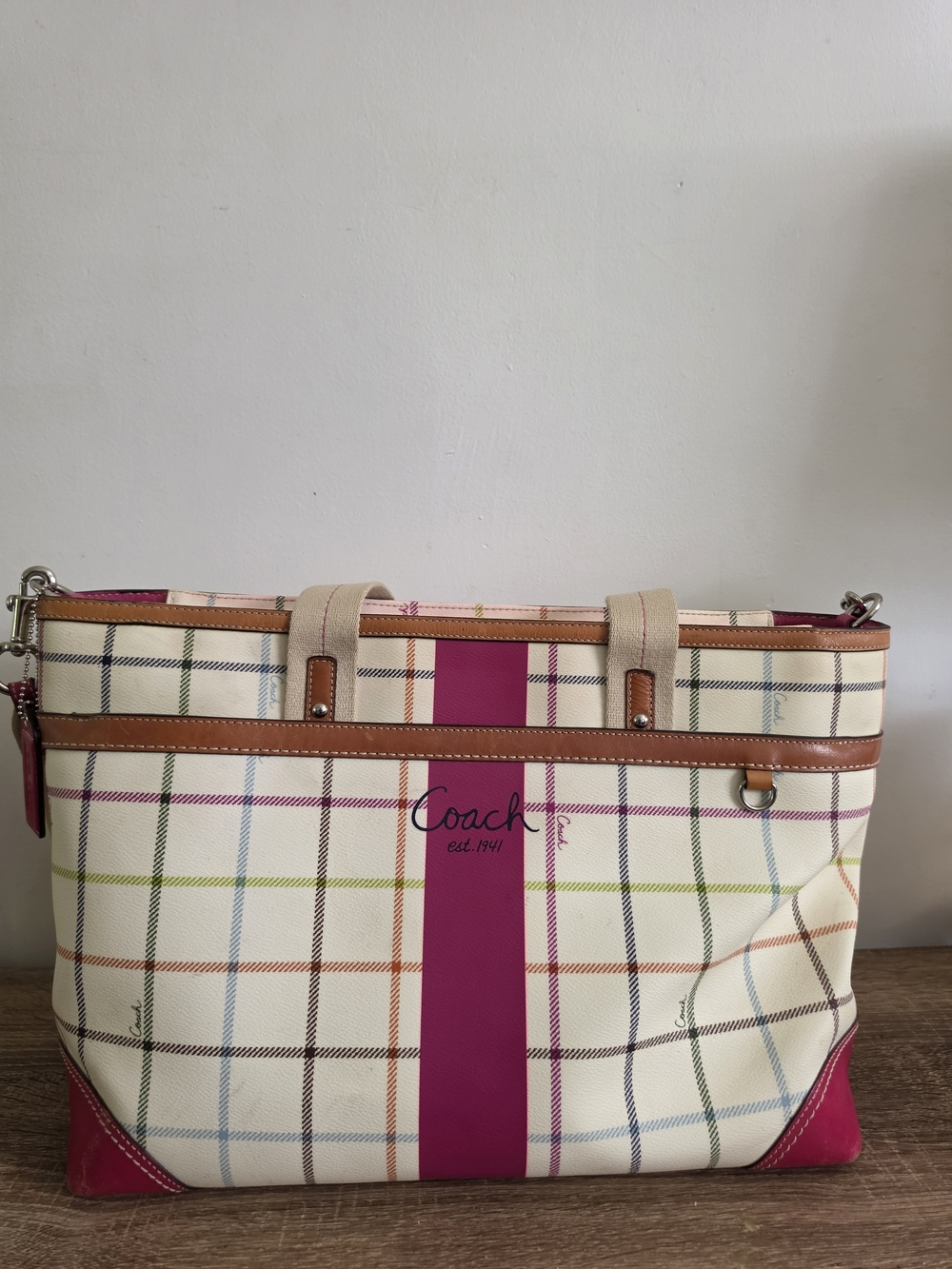 Coach Vintage Tattersall Plaid Large Diaper Bag